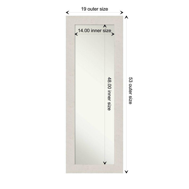 20" x 54" Non-Beveled Rustic Plank White Full Length on The Door Mirror - Amanti Art: Includes Hanging Hardware