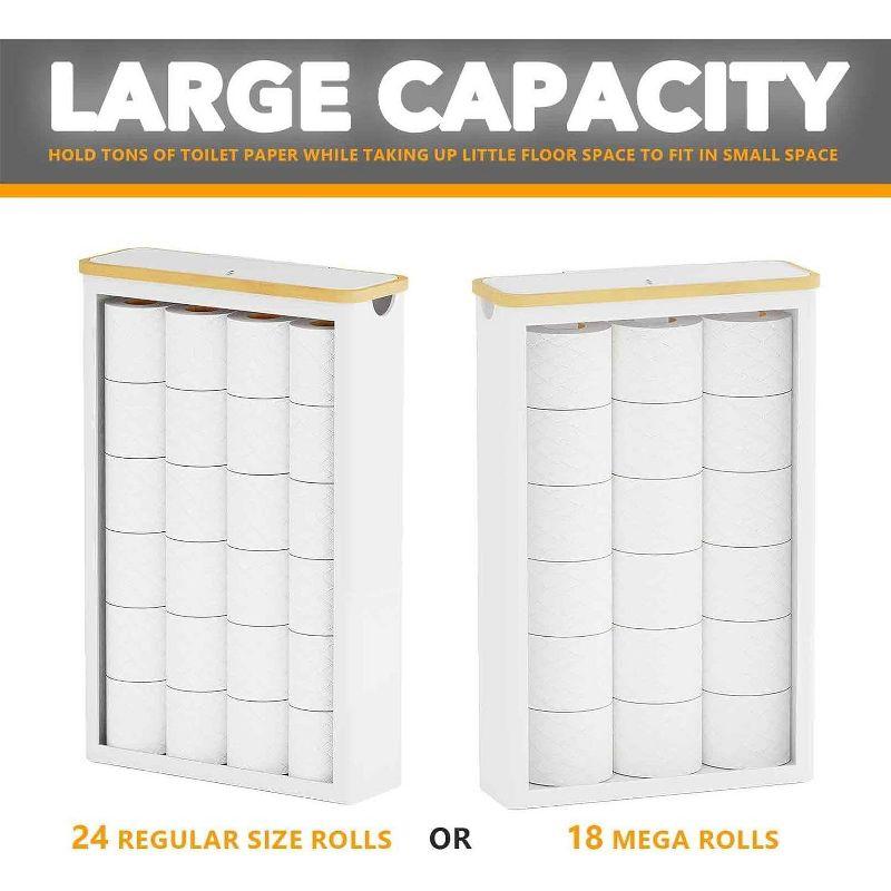 Extra Large Toilet Paper Storage With Lid, Holds Up To 24 Regular Rolls Or 18 Mega Rolls, Slim Basket Holder Bin Container For Bathroom Accessories Organizer