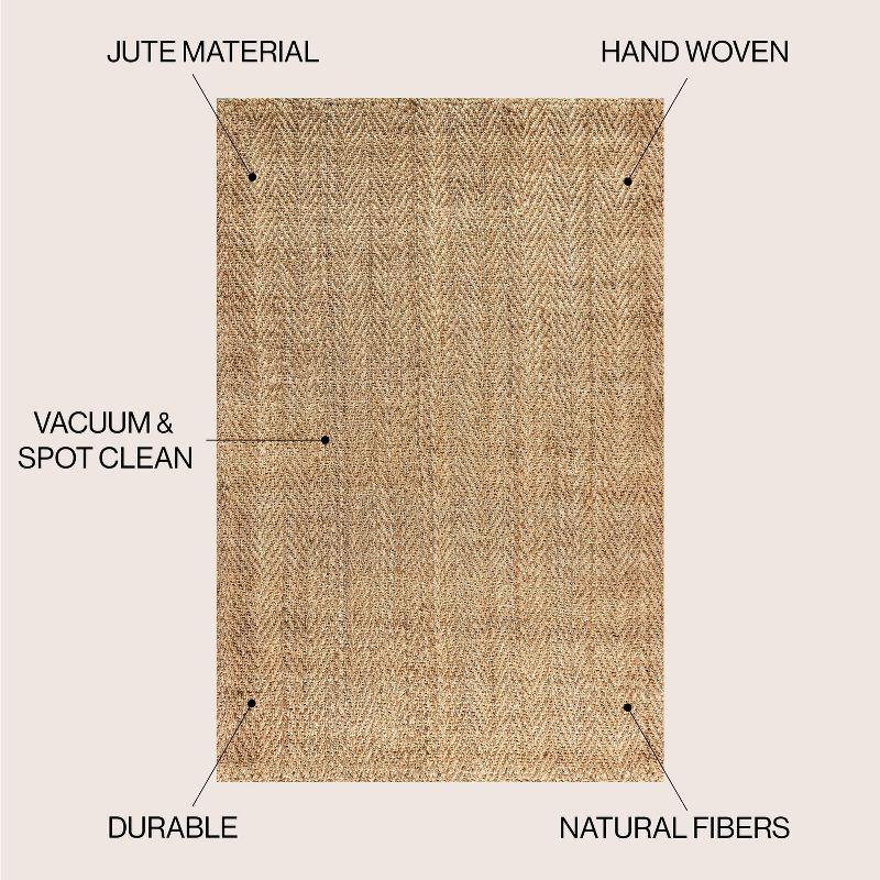 Espina Natural Jute Herringbone 4' x 6' Area Rug