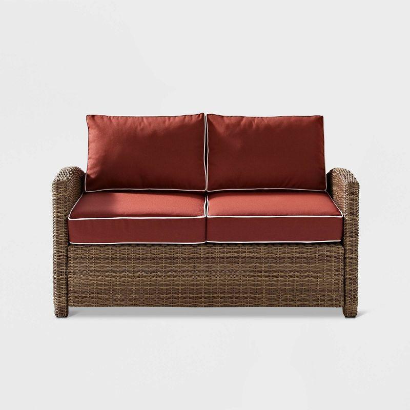 Bradenton Sangria Red Wicker Two-Seat Outdoor Loveseat