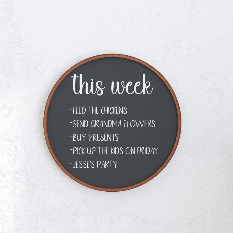 Inbox Zero Round Magnetic Wall Chalkboard With Rustic Brown Frame