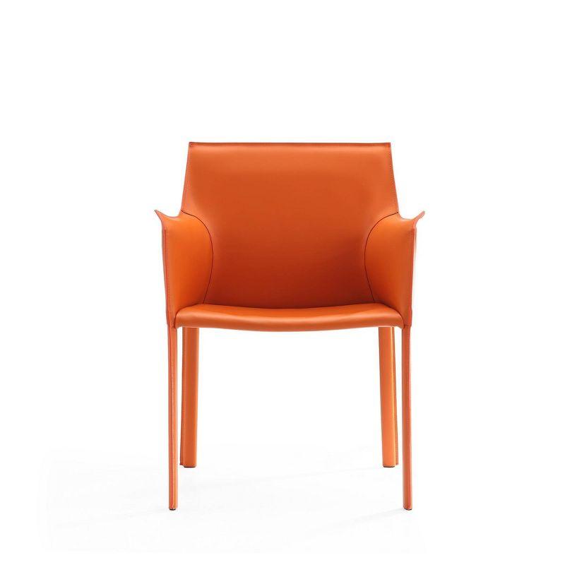 Paris Coral Saddle Leather Upholstered Metal Armchair