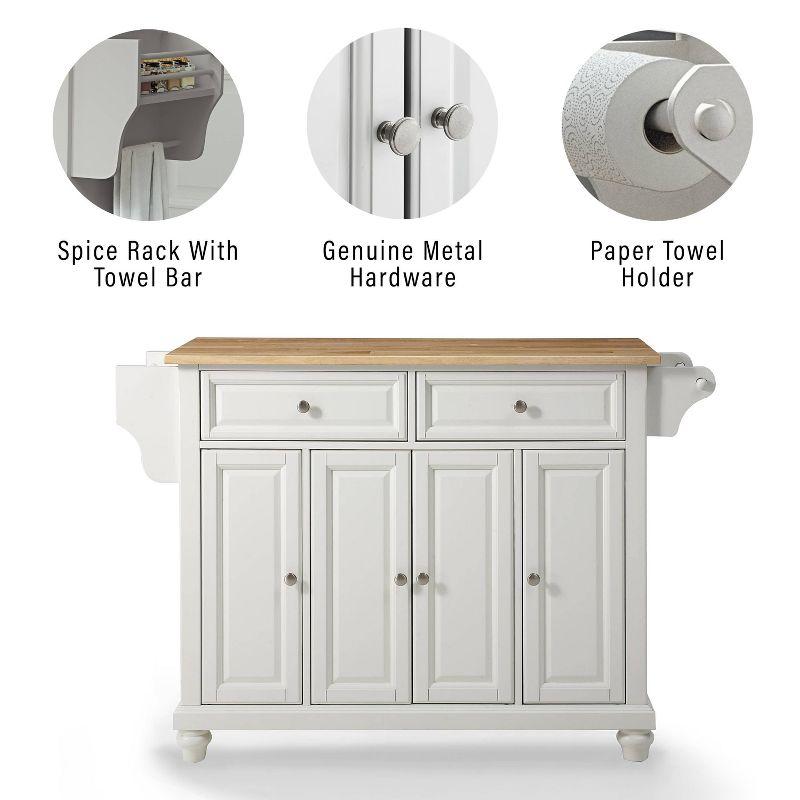 Cambridge Natural Wood Top Kitchen Island White - Crosley: Adjustable Shelves, Towel Bar, Storage Cabinets