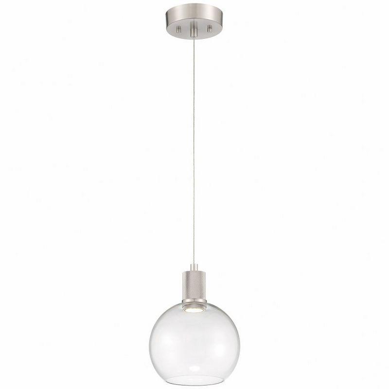 Mini Brushed Steel and Glass LED Globe Pendant Light