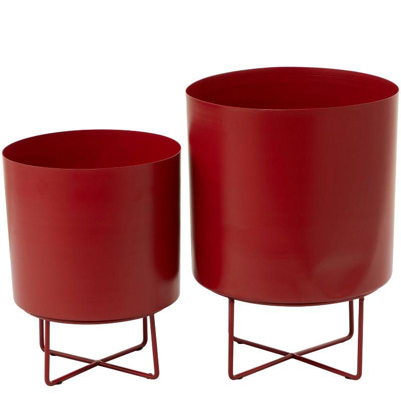 16.35" 2pc Modern Metal Planter Pots - Olivia & May