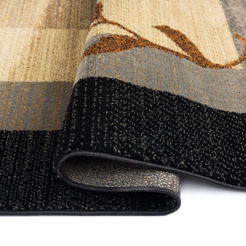 Home Dynamix Royalty Clover Contemporary Geometric Border Runner Area Rug, Black/Blue, 1'9"x7'2"