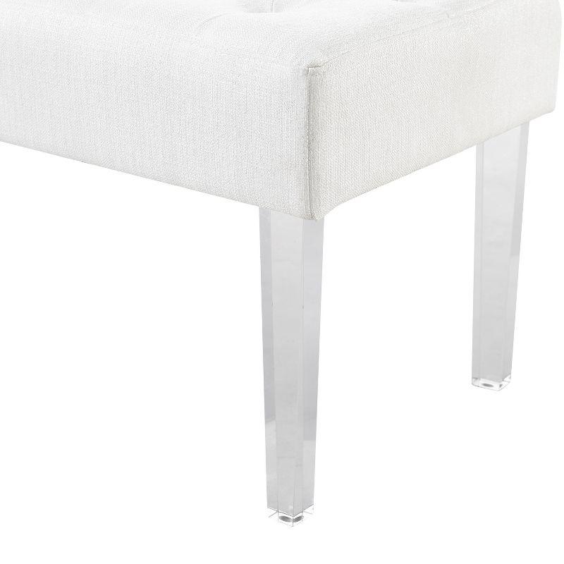 35" Ella Glam Tufted Linen Upholstered Acrylic Leg Bench - Linon