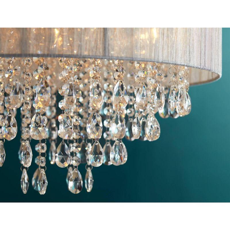 Possini Euro Design Jolie Chrome Chandelier Lighting 20" Wide Modern Crystal Silver Fabric Shade 7-Light Fixture for Dining Room House Kitchen Island