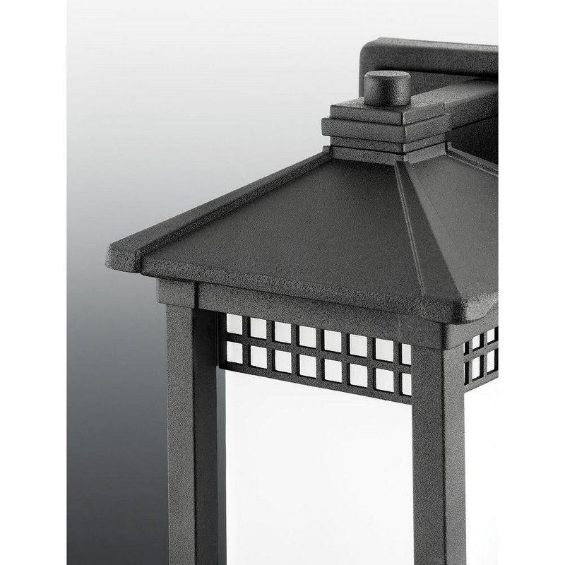 Progress Lighting Merit 1-Light Outdoor Wall Lantern in Black with Square Etched Glass Shade