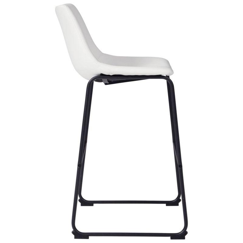 Centiar Pub Height Barstool White: Vintage Faux Leather, Metal Base - Signature Design by Ashley