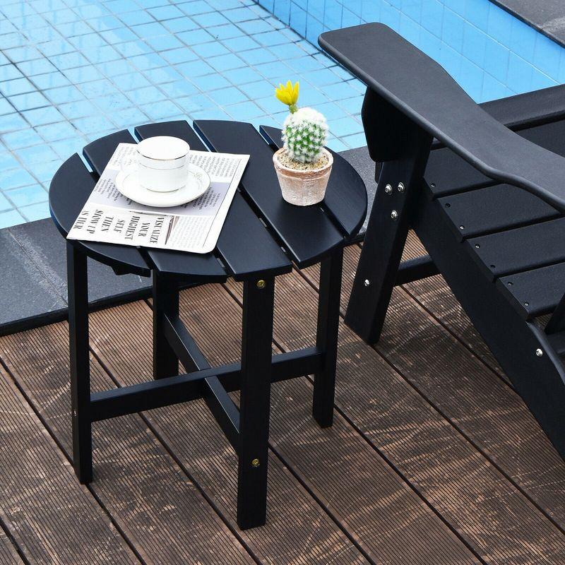 Costway 18'' Patio Round Side End Coffee Table Wooden Slat Garden Deck Black