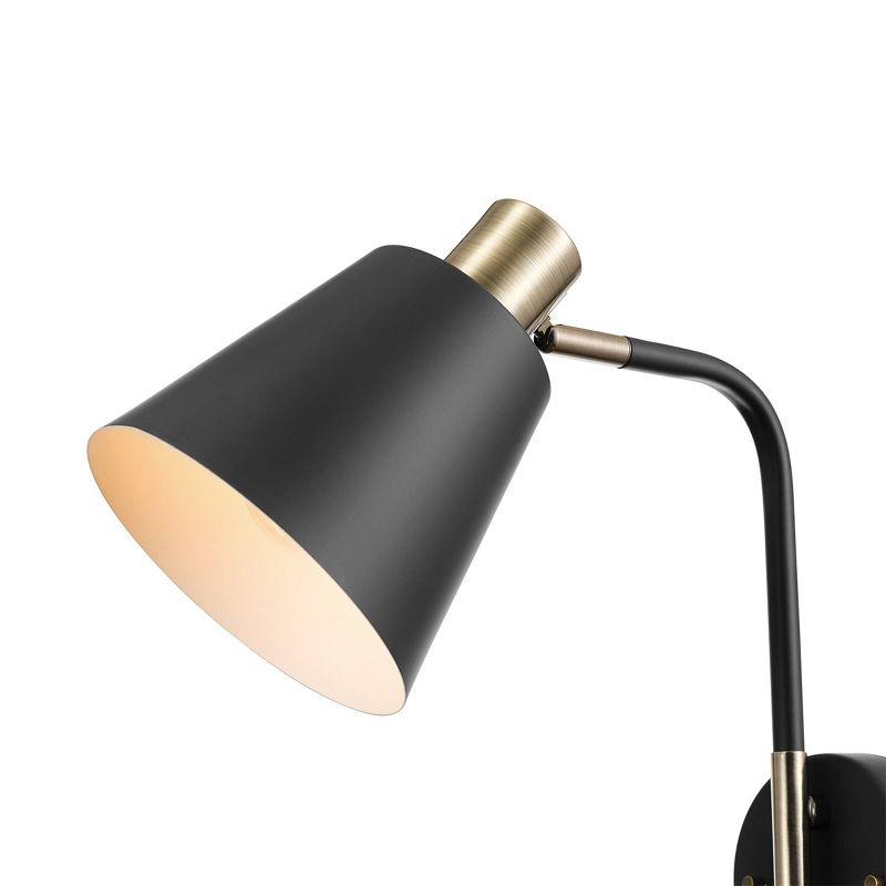 Cleo 1-Light Matte Black Plug-In or Hardwire Wall Sconce - Novogratz x Globe: Modern Metal Fixture, ETL Listed, 60W Max
