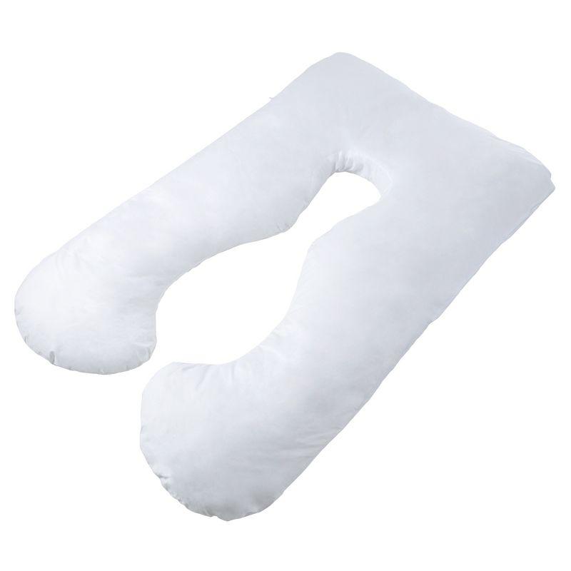 Hastings Home U-Shaped Full-Body Support Pregnancy Pillow with Zippered Cover - White, 60" x 38"