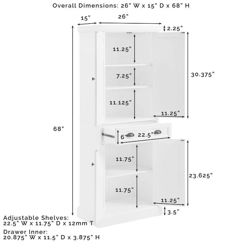 Shoreline Pantry White - Crosley: Beadboard Design, Adjustable Shelves, Storage Cabinet