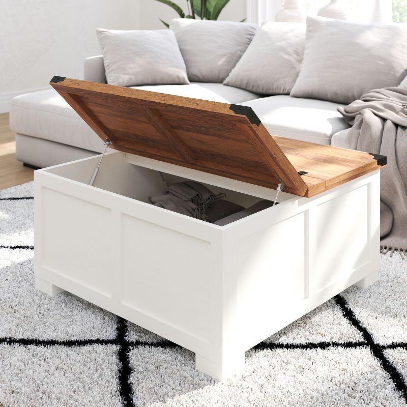 Merrick Lane Farmhouse Storage Coffee Table