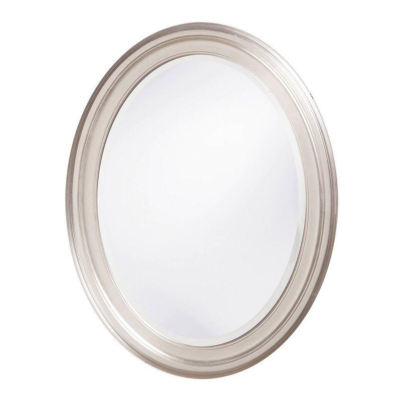 George Oval Nickel Finish Wood Framed Wall Mirror