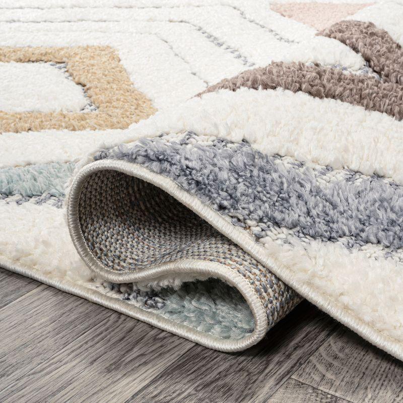 5' x 8' Amira Diamond High-Low Area Rug, Multi/Cream - JONATHAN Y