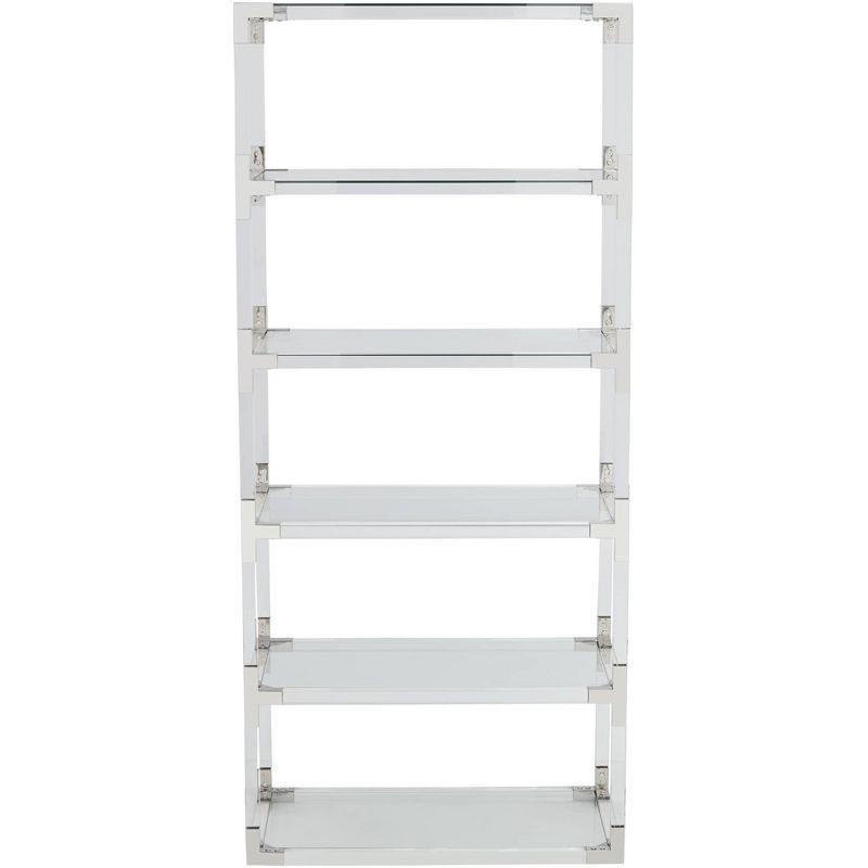 55 Downing Street Hanna 70 3/4" Clear Acrylic and Chrome 6-Shelf Open Bookcase