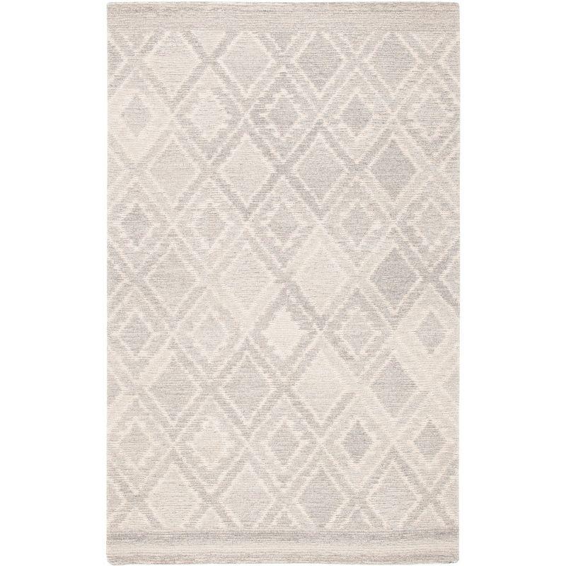 Gray Diamond Tufted Handmade Wool Shag Rug 3' x 5'