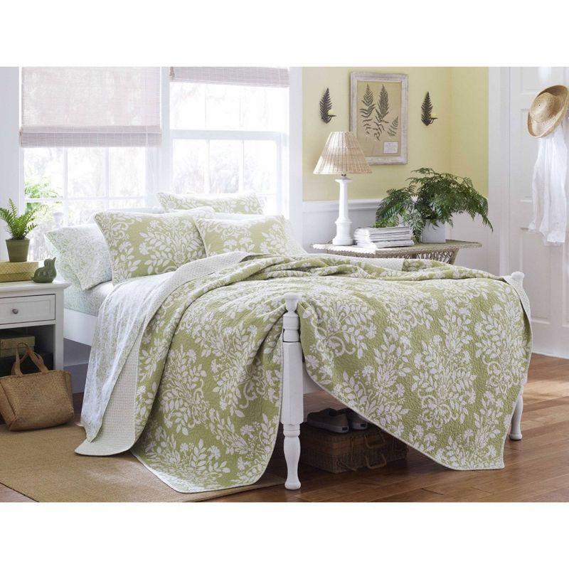 Sage Green Cotton Twin Reversible Quilt Set