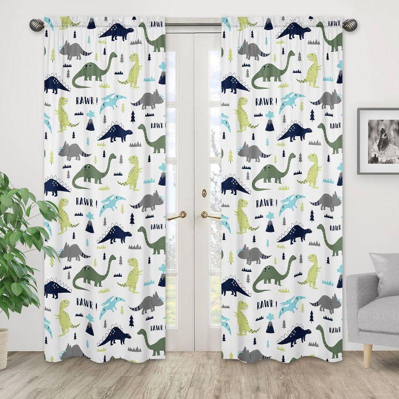 Mod Dinosaur Wildlife Semi-Opaque Rod Pocket Curtain Panels (Set of 2)