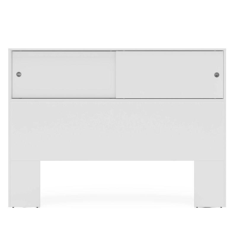 Polifurniture 2pc Queen Victoria Bedroom Set White: Modern Engineered Wood, Storage Headboard & Nightstand