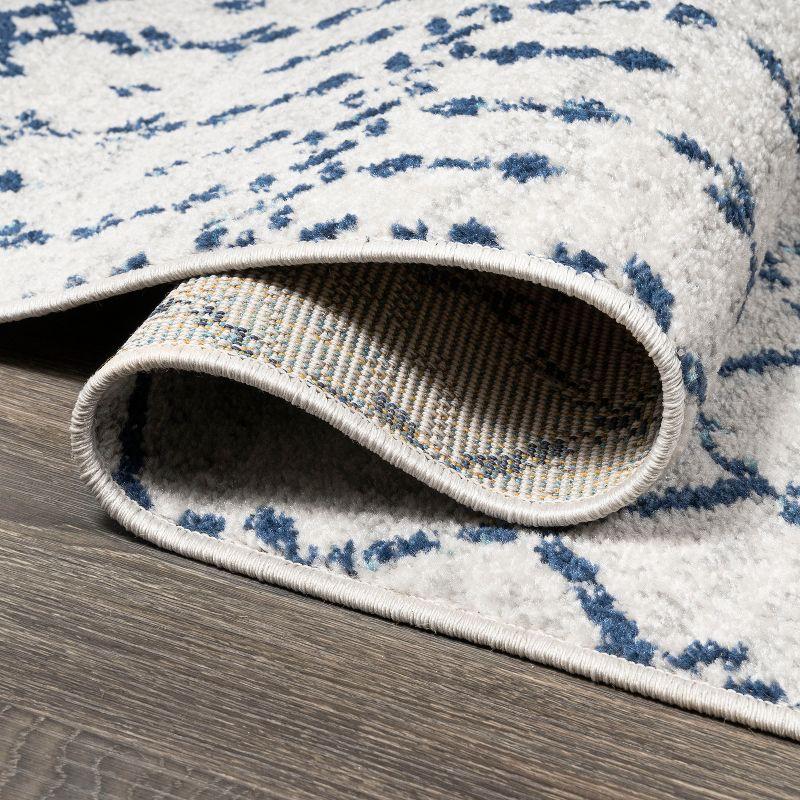 4'x 6' Morrocan Hype Boho Vintage Diamond Area Rug, Cream/Navy - JONATHAN Y