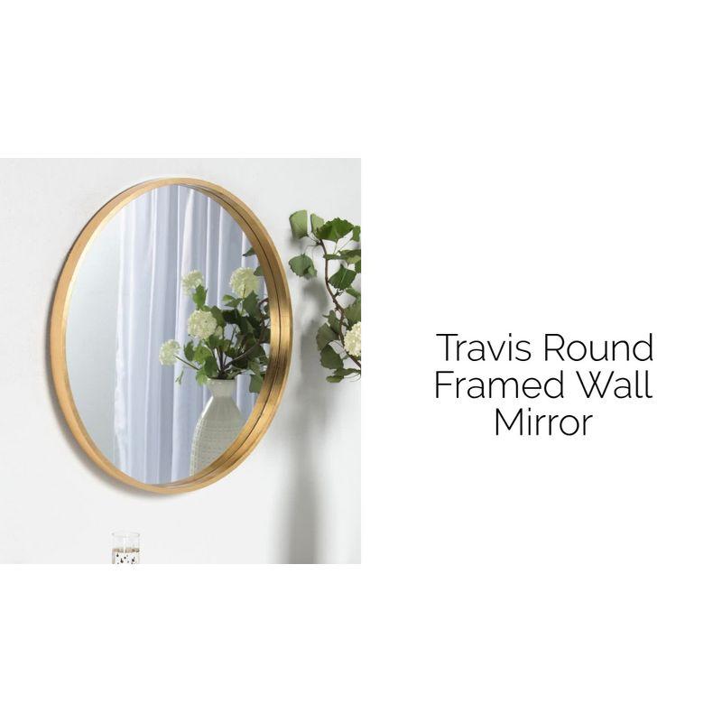 Elegant 28" Round Wood and Gold Wall Mirror