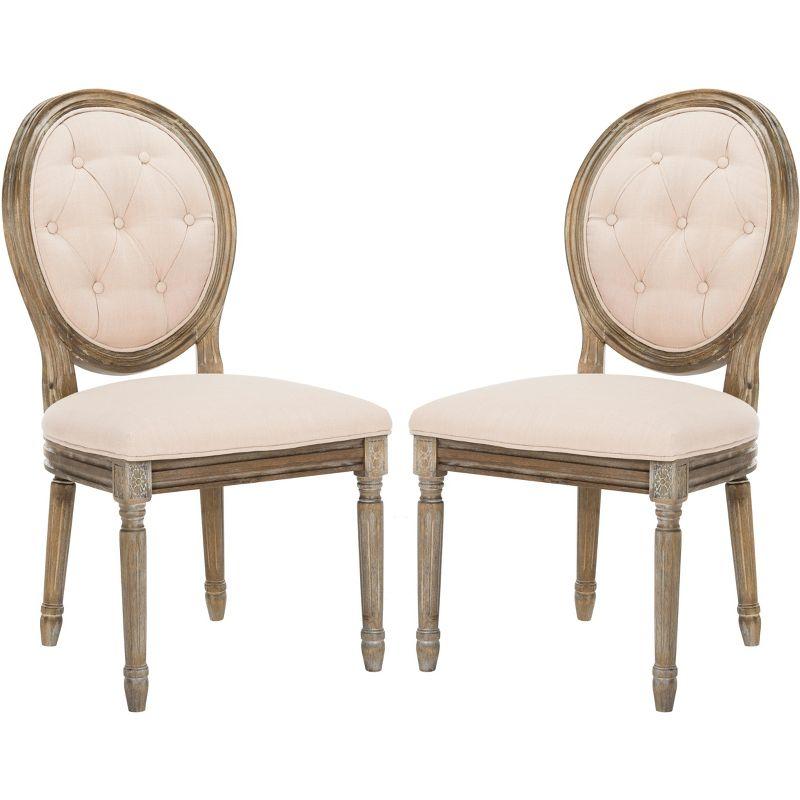 Holloway Tufted Oval Side Chair (Set of 2) - Beige/Rustic Oak - Safavieh