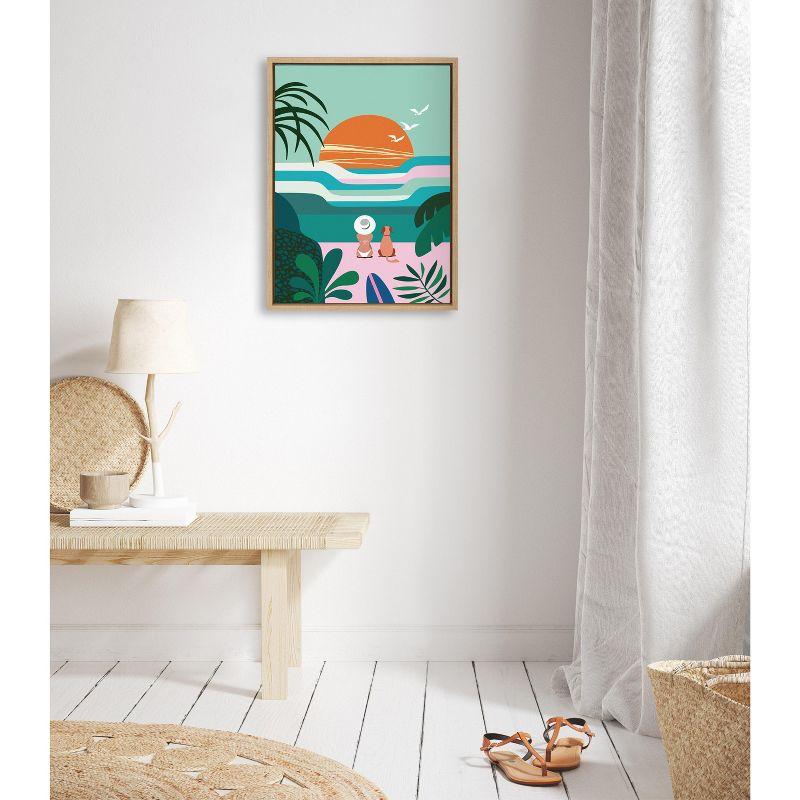 Kate and Laurel Sylvie Sun Flock Framed Canvas by Rachel Lee of My Dream Wall