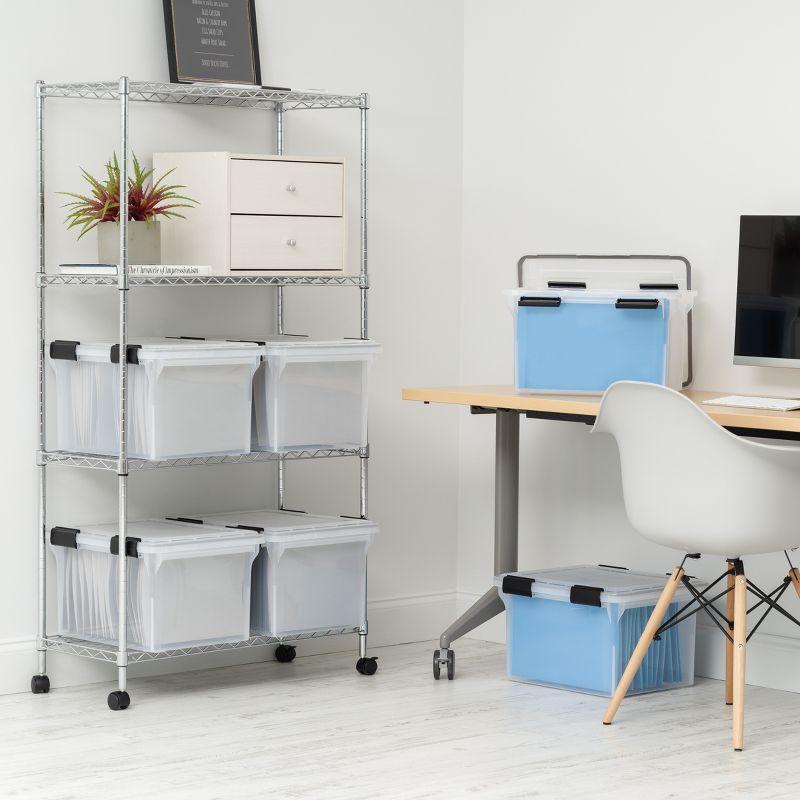 IRIS USA WeatherPro File Organizer Plastic File Box for Letter/Legal File, Clear, 32 Qt. 1Pack