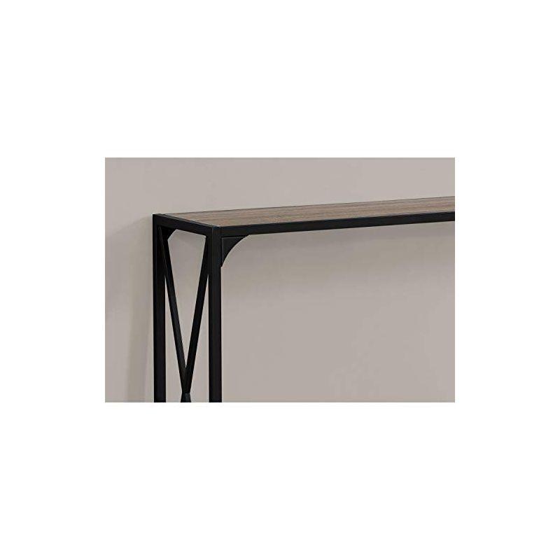 Monarch Specialties Accent Table Console Entryway Narrow Sofa Living Room Bedroom Metal Laminate Brown Black Contemporary Modern