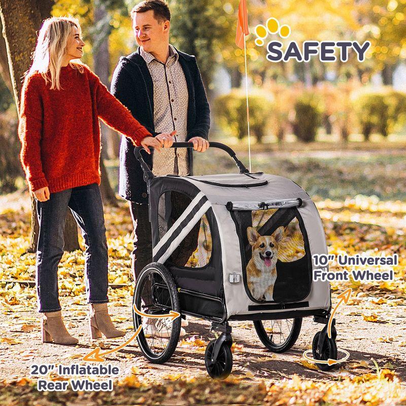 Aosom Foldable Pet Jogger Stroller with Detachable Carrier