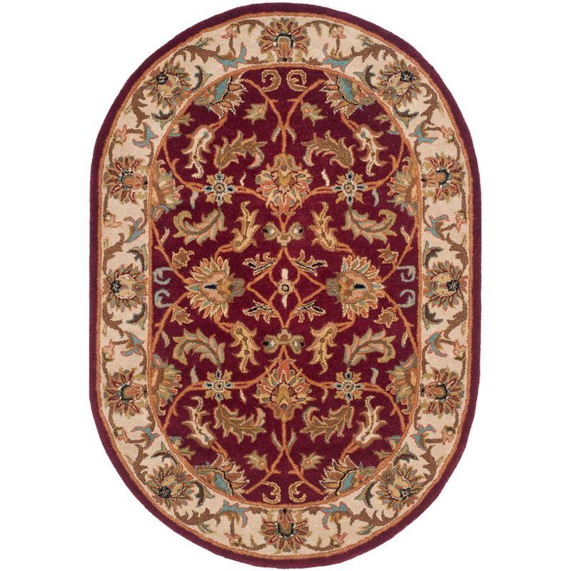 Elegant Red/Ivory Oval Hand-Tufted Wool Area Rug 9' x 12'