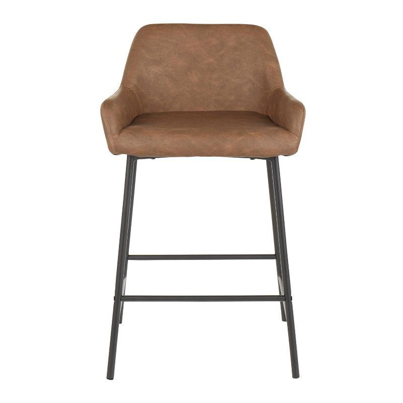 Set of 2 Daniella Industrial Counter Height Barstool Espresso: LumiSource, Faux Leather, Metal Frame, 250lb Capacity