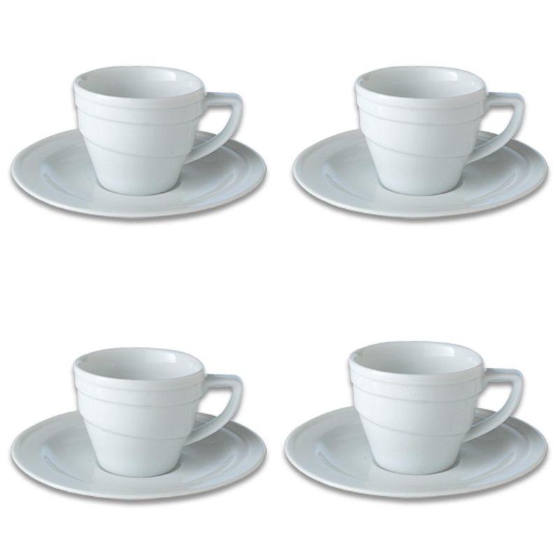 BergHOFF BergHOFF 4Pc Essentials Porcelain Espresso Cup 3.5 oz., and Saucers (Set of 4)