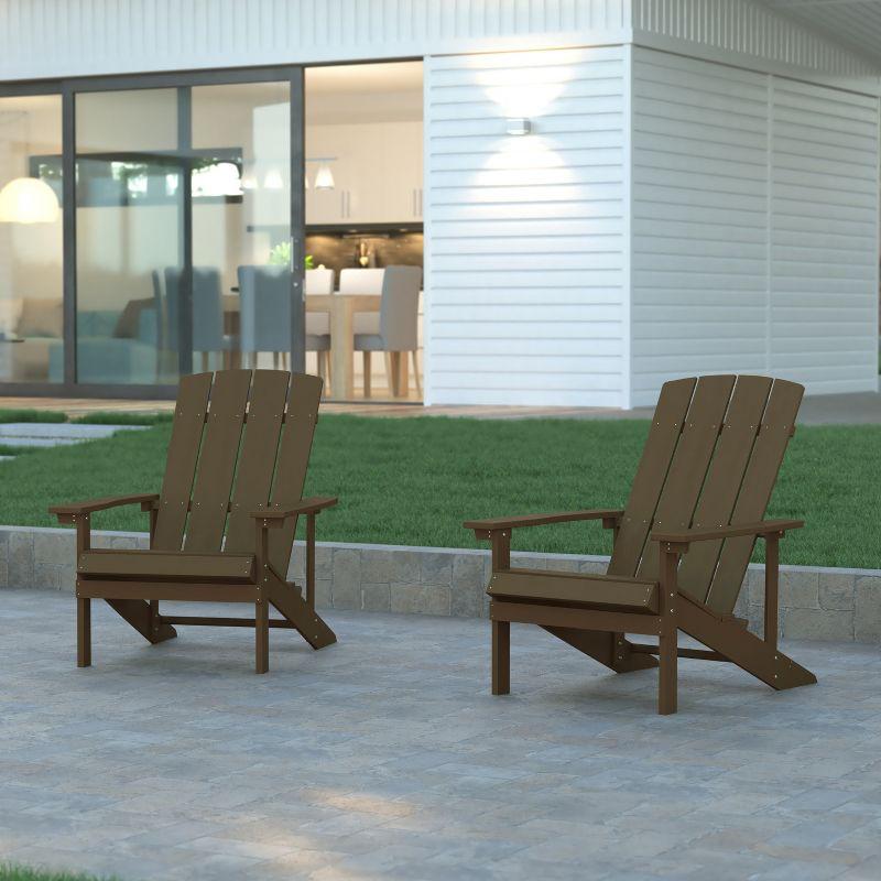 Emma and Oliver 2 Pack Outdoor All-Weather Poly Resin Wood Adirondack Chairs