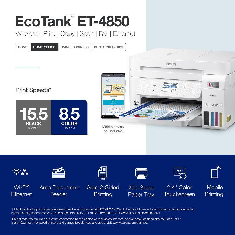 Epson EcoTank ET-4850 All-in-One Cartridge-Free Supertank Printer - White