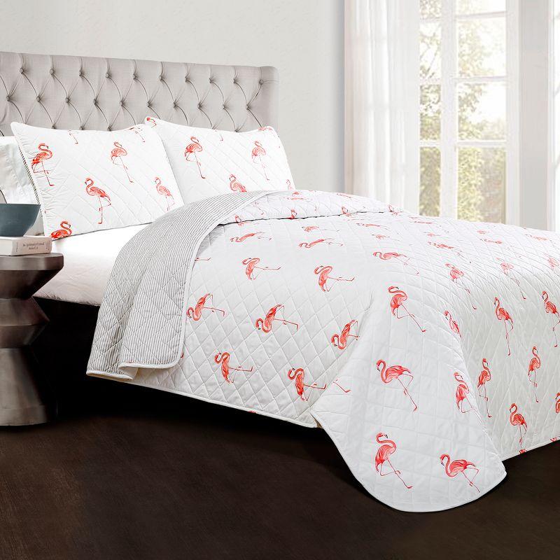 Coral Kelly Flamingo Quilt Set - Lush Décor