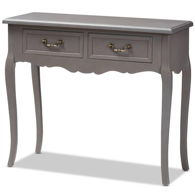 Capucine Finished Wood 2 Drawer Console Table Gray - Baxton Studio: Elegant Entryway Storage, Cabriole Legs