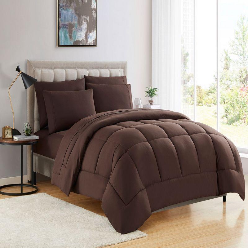 Twin Chocolate Microfiber Down Alternative Bed in a Bag Set