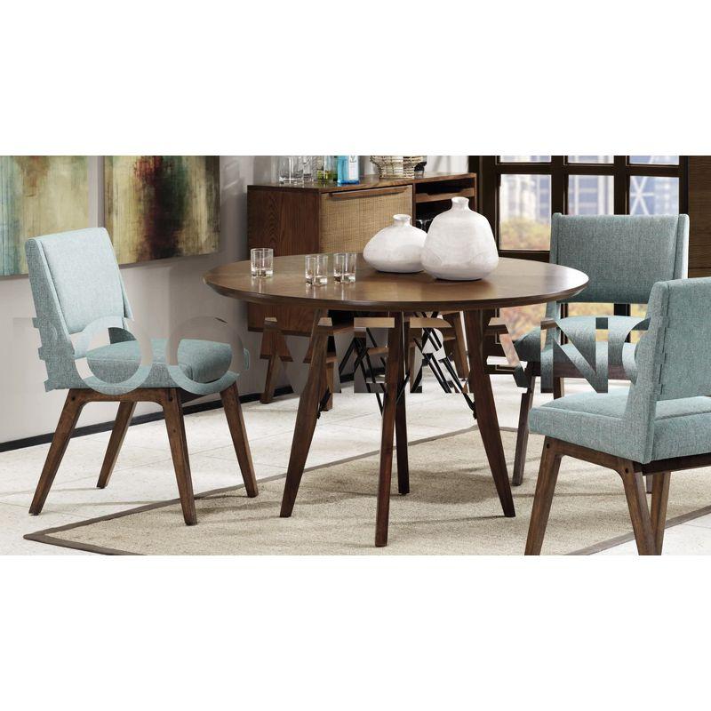Ink+Ivy Set of 2 Boomerang Dining Chair Blue: Upholstered, Pecan Wood Legs, Mid-Century Modern