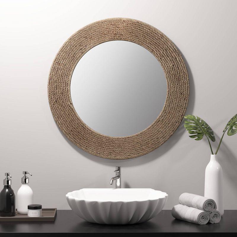 Campisano Natural Jute Rope Round Wall Mirror 26"