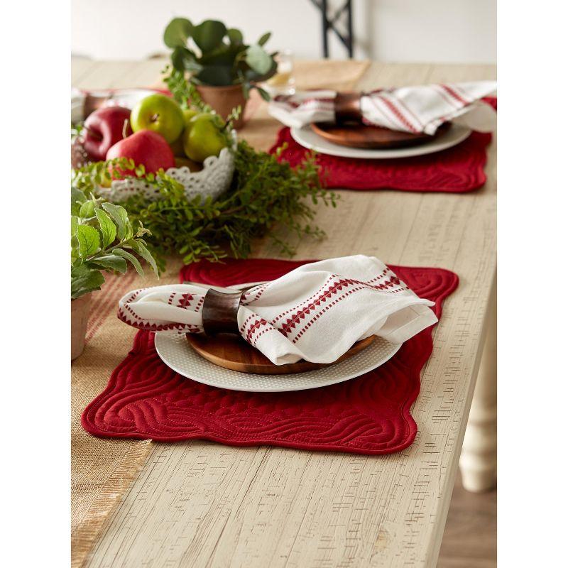 DII Quilted Farmhouse Placemat Set, Cranberry, 13x18"