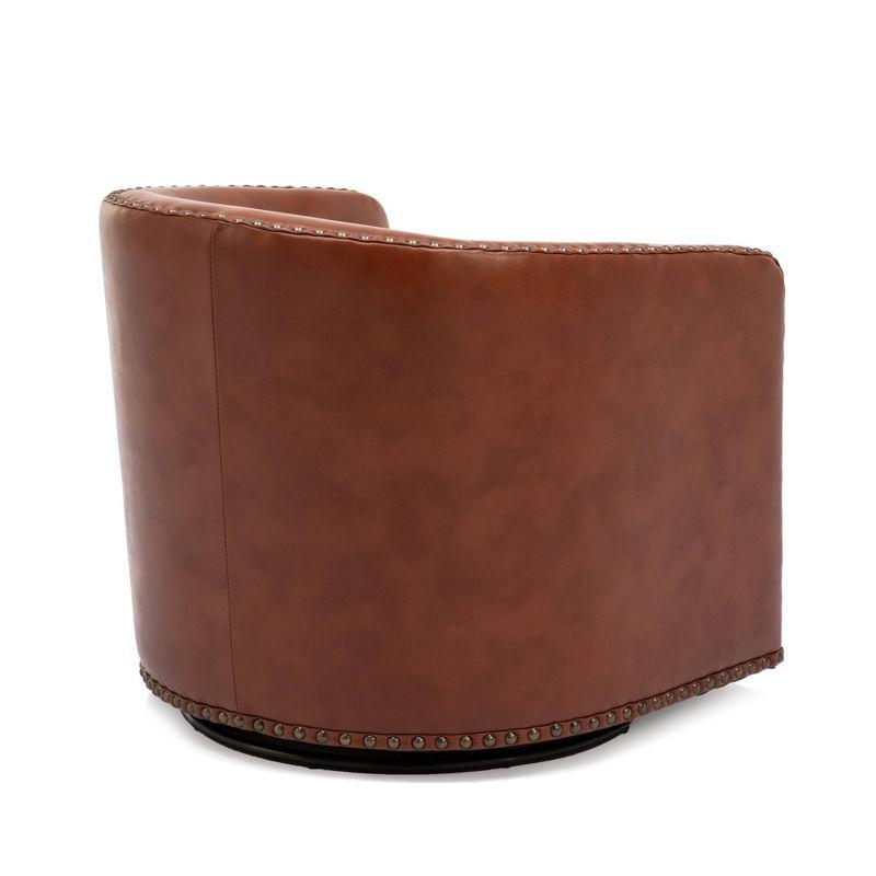 Comfort Pointe Tyler Swivel Arm Chair Caramel: Upholstered Faux Leather, Metal Legs, No Assembly Required