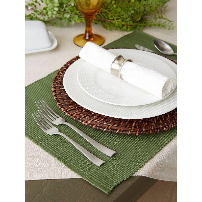 Green Sage Placemats (Set Of 6) - Design Imports: Cotton Rectangular Table Mats, Machine Washable