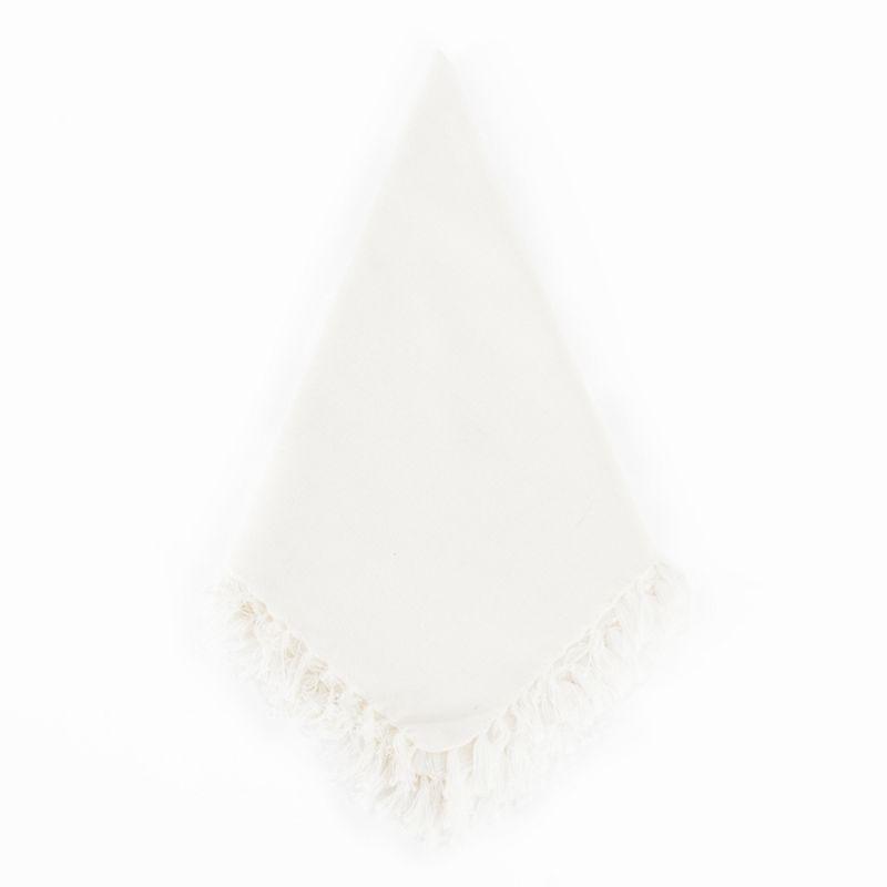 Off-White Cotton Fringed Square Napkins, Set of 4