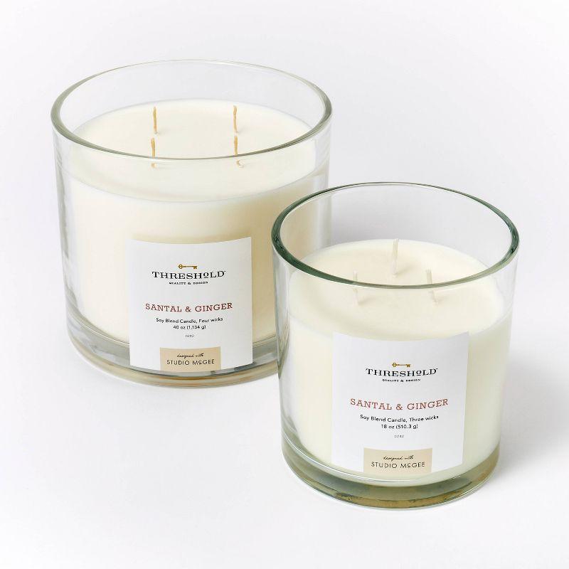 3-Wick 18oz Clear Glass Santal & Ginger Candle White - Threshold™ designed with Studio McGee: Soy Wax Blend, 50hr Burn Time