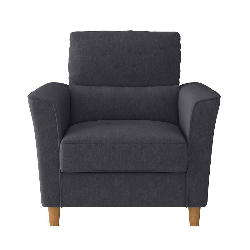 Flared Arm Dark Gray Microfiber Accent Chair with Wood Frame