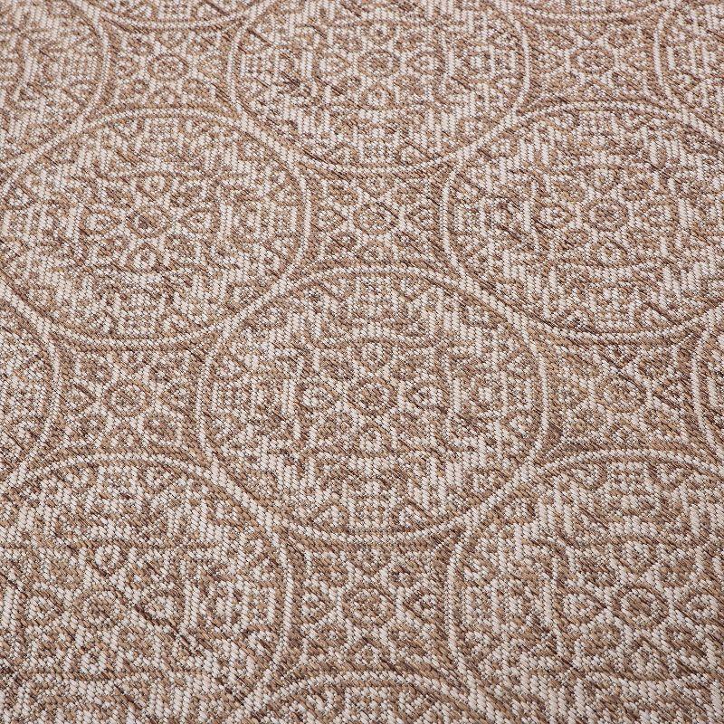 World Rug Gallery Transitional Floral Circles Textured Flat Weave Indoor/Outdoor Area Rug - BROWN 7'10"X10'